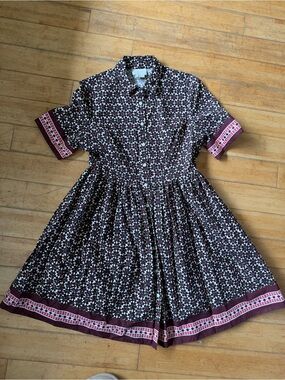 kate spade floral tile fit & flare shirt dress